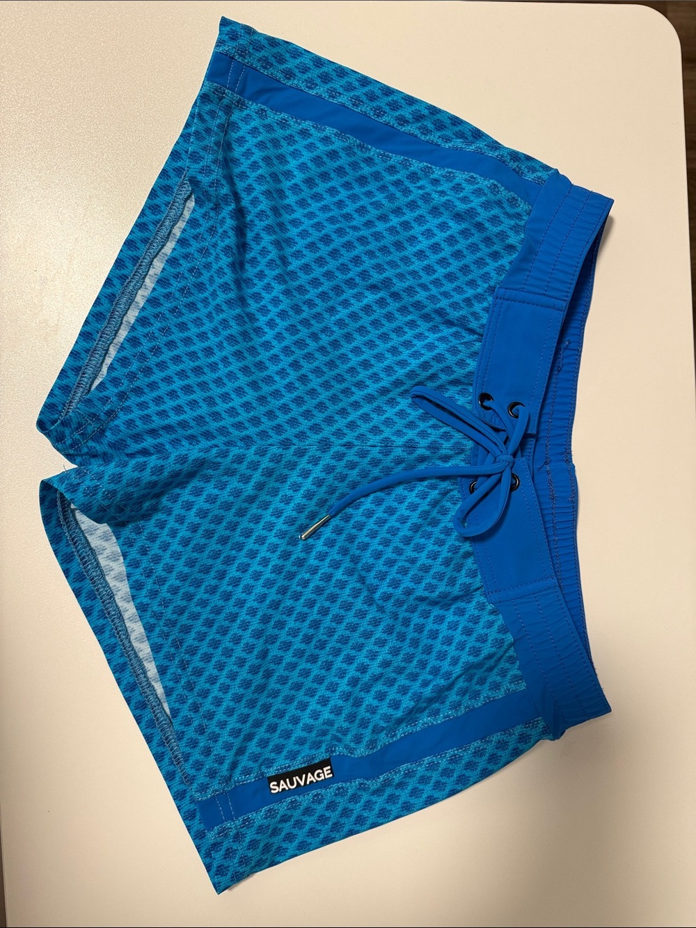 Men’s Bright Blue Swim Trunks with Drawstring